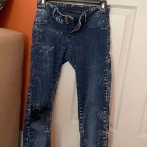 Dark Blue Distressed Skinny Jeans